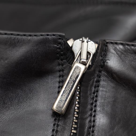 ALESSANDRO VASINI SONNY 40MM ANKLE ZIP BOOT IN BLACK CALFSKIN 43.5/US10.5 - Picture 10 of 14